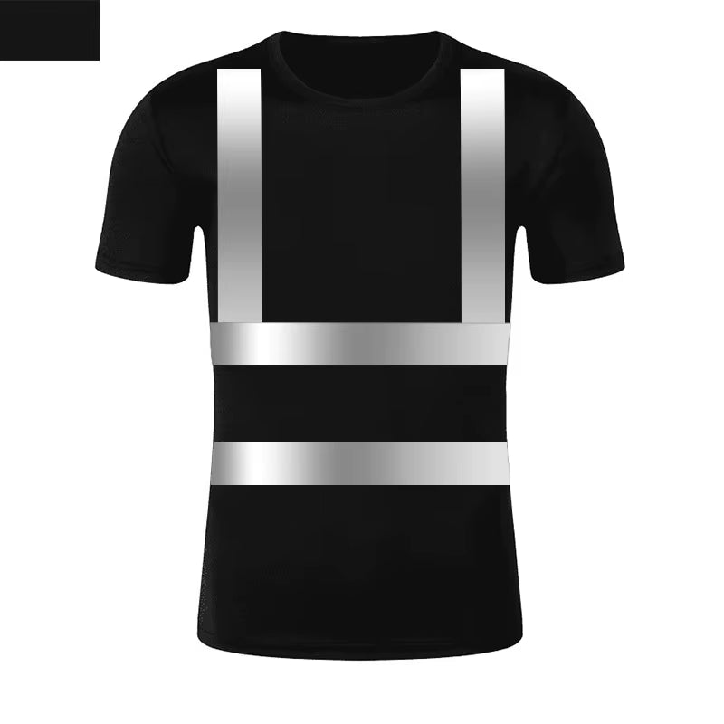 Reflective T-Shirt Outdoor Fluorescent High Visibility Safety Work Shirt Breathablet Shirt Vest Quick Dry Sports Night Walking