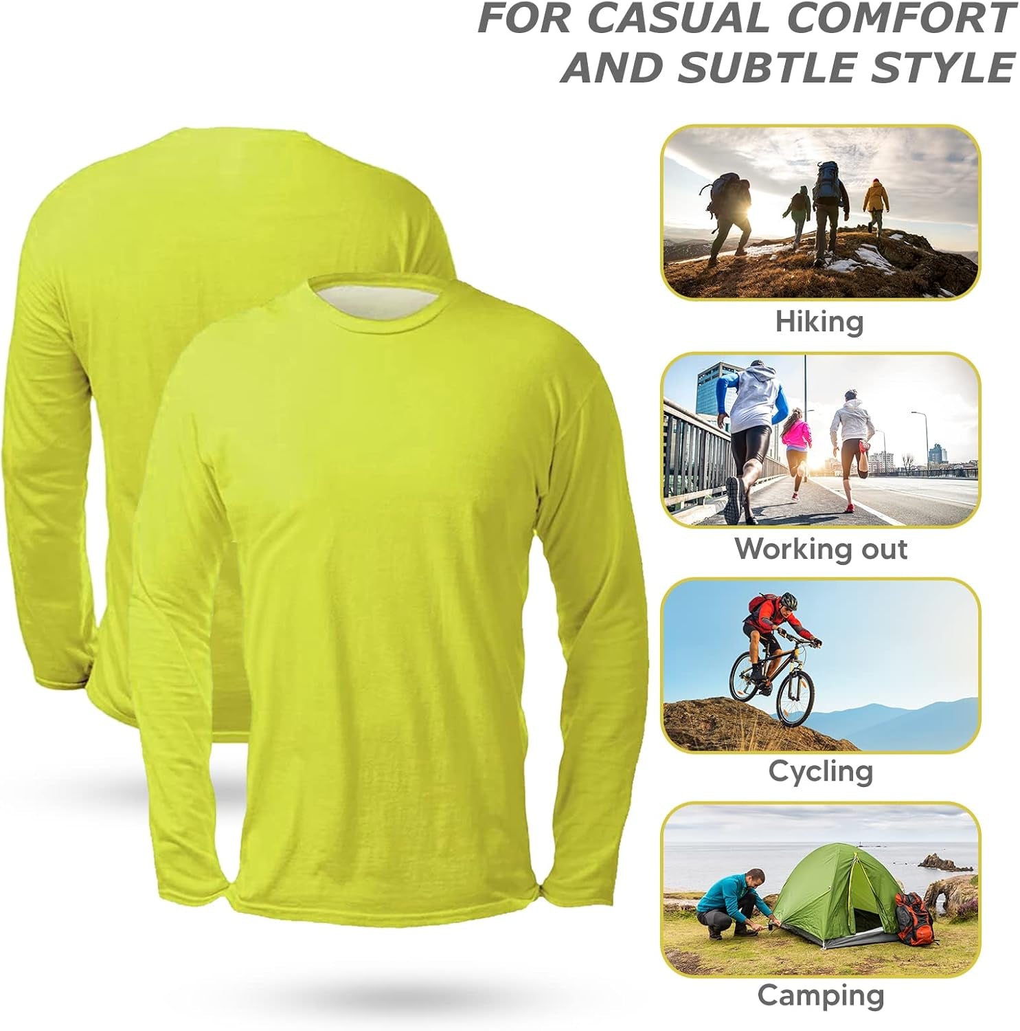 High Visibility Shirts for Men 100% Polyester UPF40+ Long Sleeve Safety Construction Work Shirts