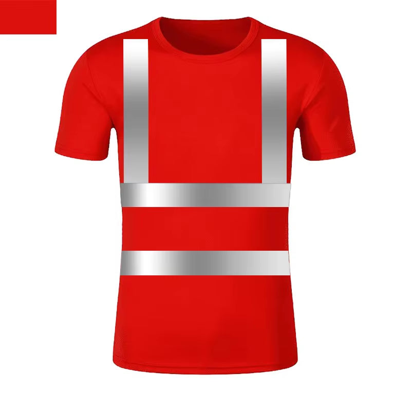 Reflective T-Shirt Outdoor Fluorescent High Visibility Safety Work Shirt Breathablet Shirt Vest Quick Dry Sports Night Walking