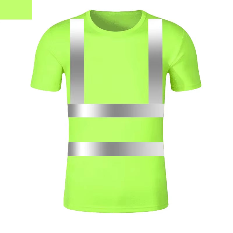 Reflective T-Shirt Outdoor Fluorescent High Visibility Safety Work Shirt Breathablet Shirt Vest Quick Dry Sports Night Walking
