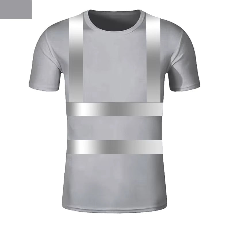 Reflective T-Shirt Outdoor Fluorescent High Visibility Safety Work Shirt Breathablet Shirt Vest Quick Dry Sports Night Walking