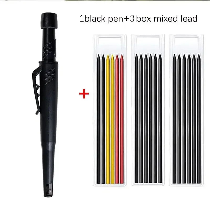 New 2-In-1 Solid Carpenter Pencils with Sharpener Carpenter 2.8Mm Solid Mechanical Pencils Marking Tools Construction/Carpenters