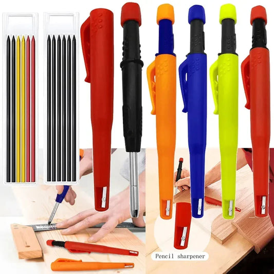 New 2-In-1 Solid Carpenter Pencils with Sharpener Carpenter 2.8Mm Solid Mechanical Pencils Marking Tools Construction/Carpenters