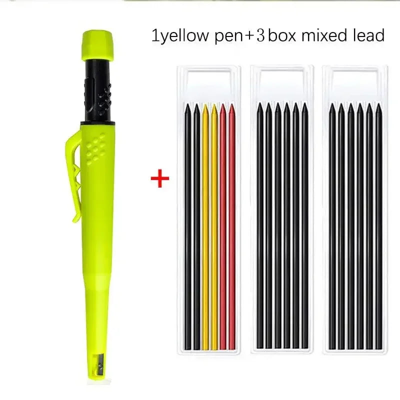New 2-In-1 Solid Carpenter Pencils with Sharpener Carpenter 2.8Mm Solid Mechanical Pencils Marking Tools Construction/Carpenters