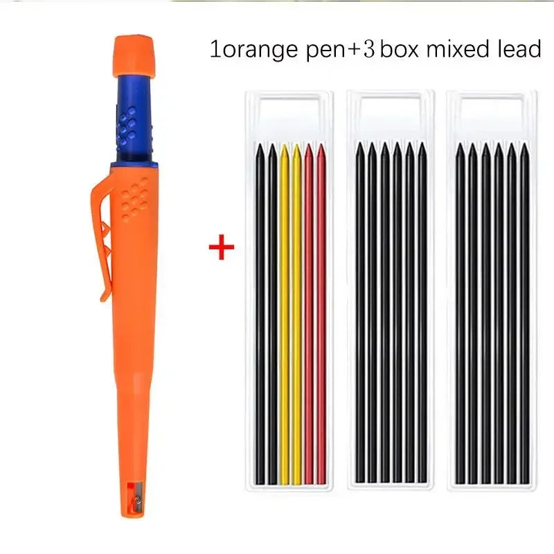 New 2-In-1 Solid Carpenter Pencils with Sharpener Carpenter 2.8Mm Solid Mechanical Pencils Marking Tools Construction/Carpenters