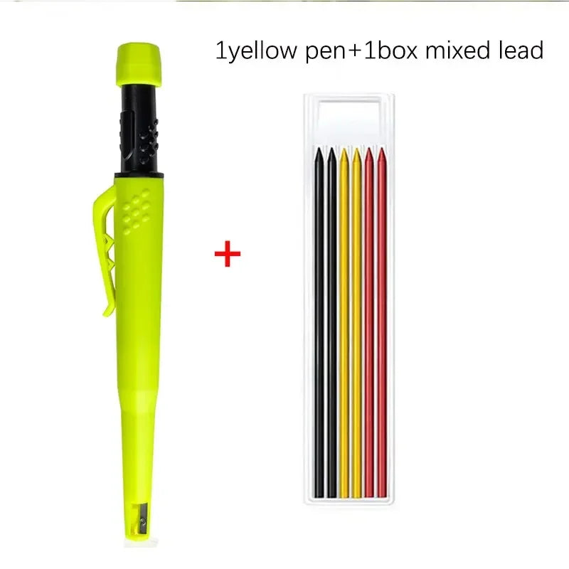 New 2-In-1 Solid Carpenter Pencils with Sharpener Carpenter 2.8Mm Solid Mechanical Pencils Marking Tools Construction/Carpenters