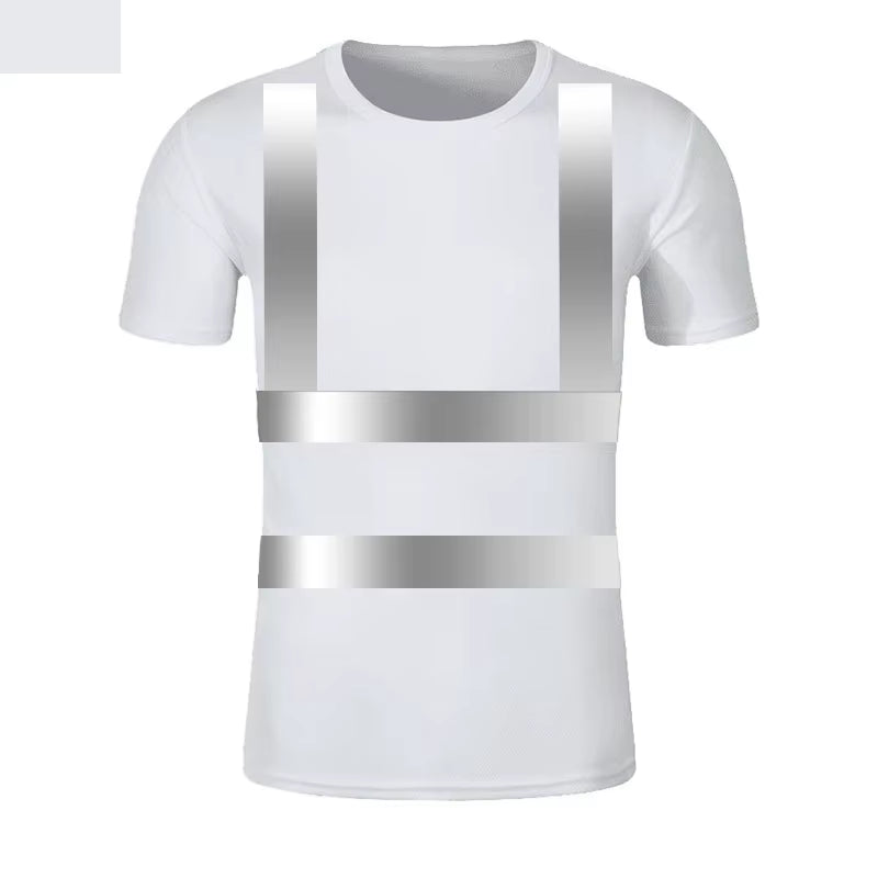 Reflective T-Shirt Outdoor Fluorescent High Visibility Safety Work Shirt Breathablet Shirt Vest Quick Dry Sports Night Walking