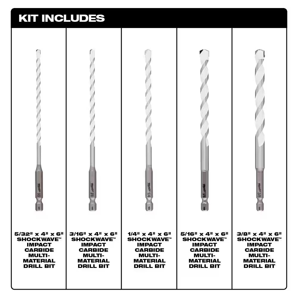 SHOCKWAVE Carbide Multi-Material Drill Bits Set (10-Pack)